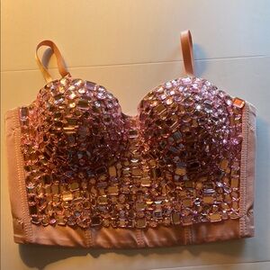 Pink Structured Cup Bralette with Shimmering Embellishments